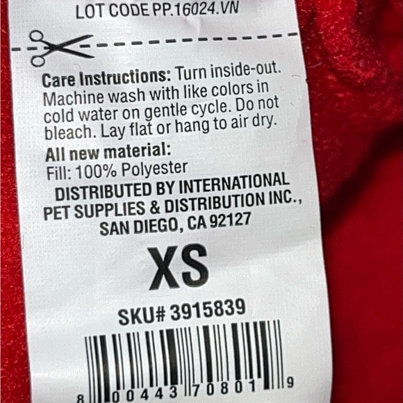 Red Pet Hoodie with Antlers - Picture 5 of 5